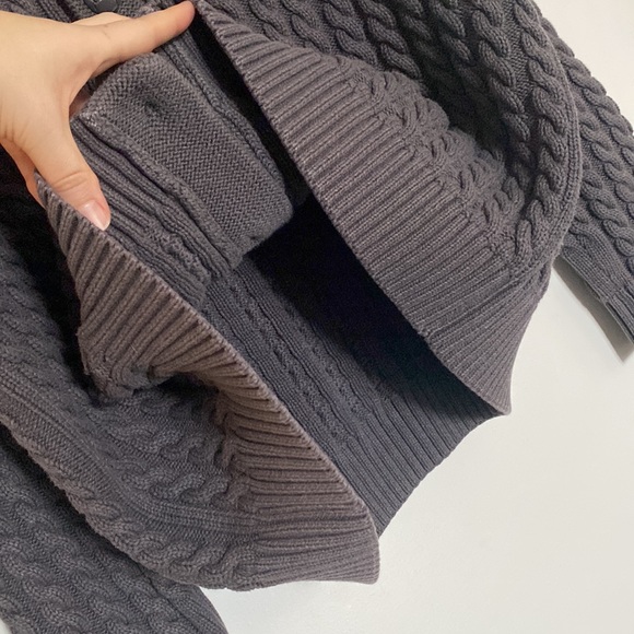 Daniel Hechter Grandpa Cardigan Men L Grey Red Cable Knit FairIsles Shawl Collar - Picture 10 of 15